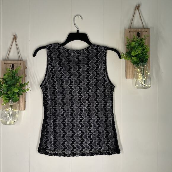 AB Studio Large Black & Silver Knit Women’s Tank Blouse - Picture 3 of 3
